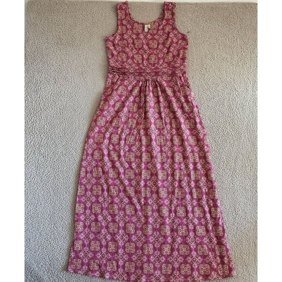 Sahalie Dress Pink Purple Sleeveless Maxi Boho Geometric Print - Picture 1 of 11